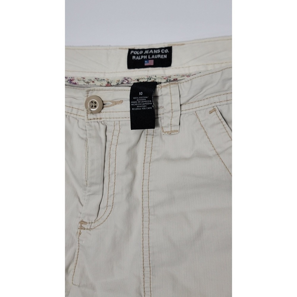 Ralph Lauren Shorts Women's Size 10 Ivory Classic Cargo Mid Rise Cotton Pockets - Picture 4 of 6